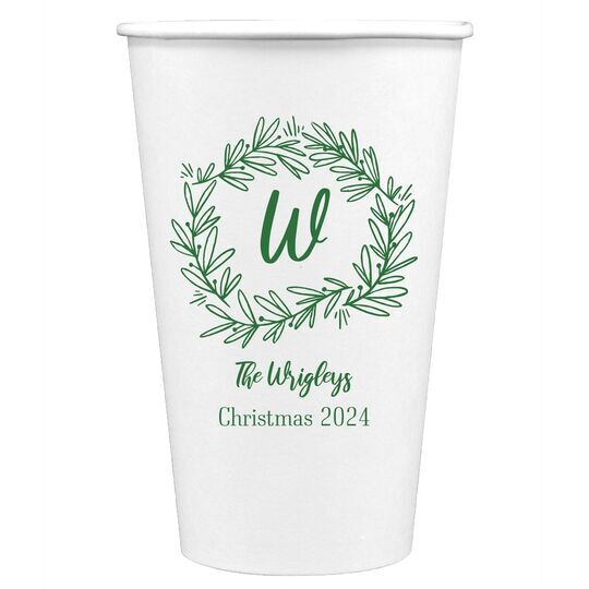 Initial Wreath Paper Coffee Cups